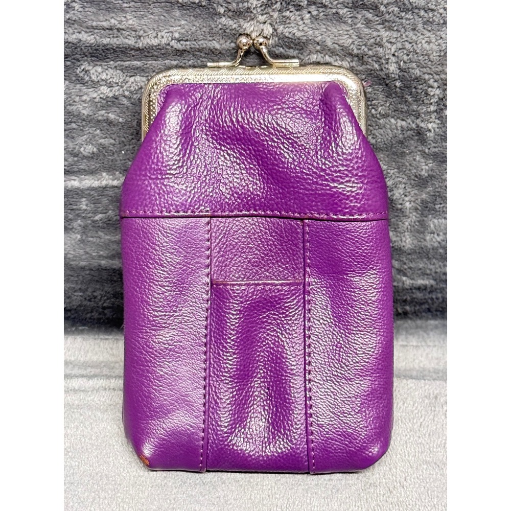 Cigarette Case Kiss Lock Purple Pebbled Leather Pouch lined Lighter Pocket Retro